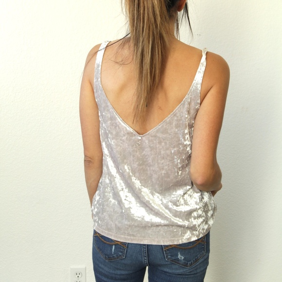 NWT H&M Velvet Tank Top Silver Small Shine Shimmer - Picture 3 of 6